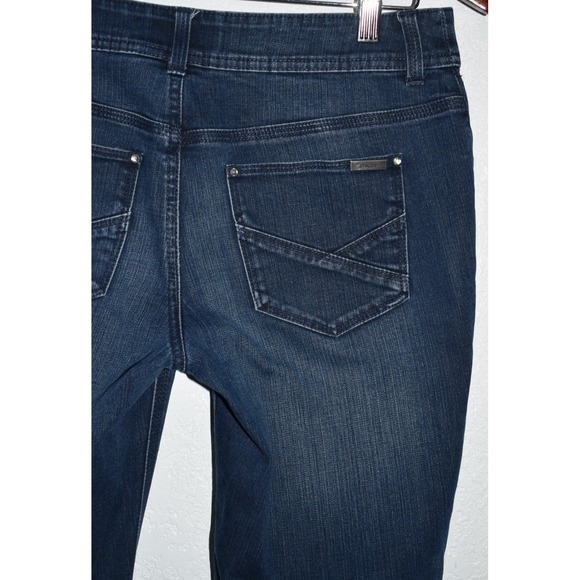 Chicos 00 Sz 2 So Slimming Zip Ankle Stretch Denim Blue Jeans 5-Pocket Straight - Picture 10 of 16